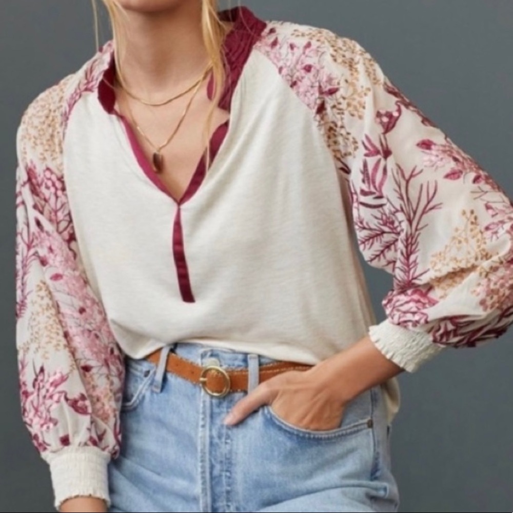 Anthropologie NWT TINY Embroidered Floral Tunic Blouse - Picture 2 of 9